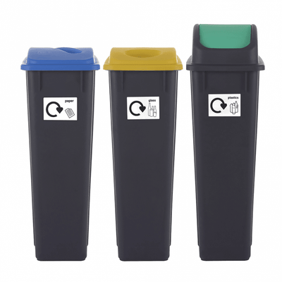 90 Litre Recycling Bin Set of 3 - Waste Sorting Station
