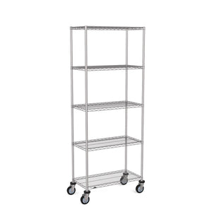 Zinc Wire Shelving – Mobile Unit 2045mm High | 5 Tier Heavy Duty Storage Rack