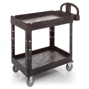 Heavy Duty 2 Shelf Trolley 990 x 450 x 850 mm Polypropylene Aluminium Black