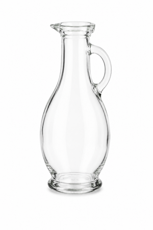 250ml clear Egizia glass oil bottle featuring a side handle and cork mouth neck finish