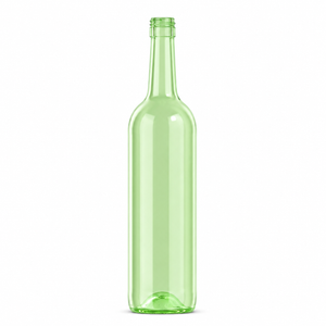 Sticlă verde din sticlă pentru vin Bordeaux, 750 ml, cu dop cu filet de 30 mm