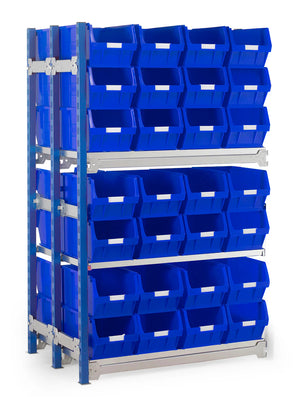 Double Extension Bay Shelving with Bin Kits | Heavy-Duty Small Parts Storage
