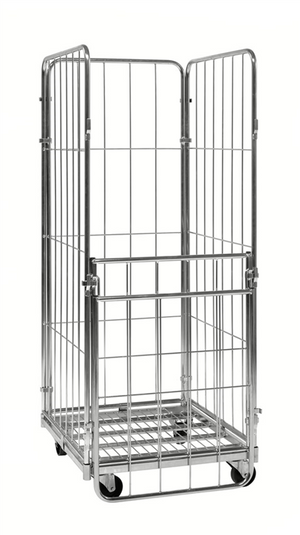 3-Sided Electro-Galvanised Roll Container with Safety Straps – 400kg Capacity