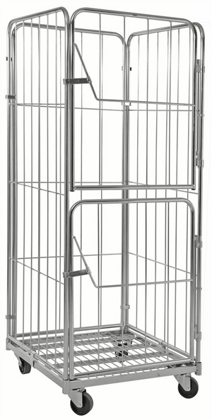 4-Sided Electro-Galvanised Roll Container with 2 Doors – 400kg Capacity