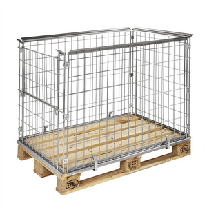Electrogalvanized Pallet Frame with Opening Short Side – Stackable – For EUR Pallet 1200 × 800 mm – 1220 × 820 × 870 mm