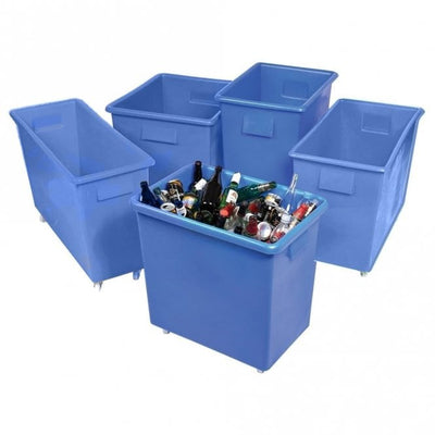 Food Grade Bar Empty Bottle Trolley - Blue Mobile Container Skip