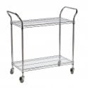 Chrome Wire 2 Shelf Tray Trolley - 210kg Capacity
