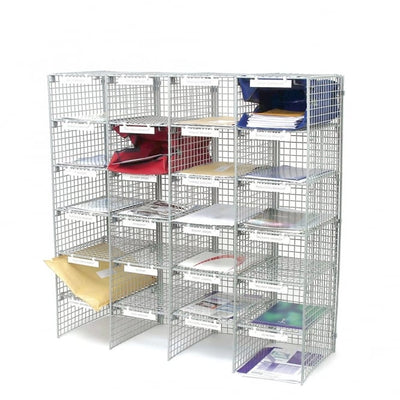 Free-Standing Mailroom Wire Sorting Unit – 24 Compartments – Grey