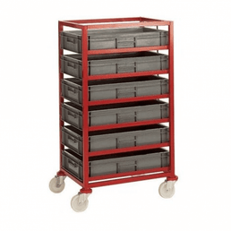 Mobile Shelf Tray Rack Trolley with Euro Containers