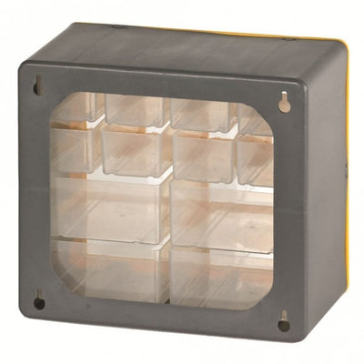 Small Parts Storage Cabinet - 12 Drawers (8 Small + 4 Large), Polypropylene, 265 x 160 x 235mm