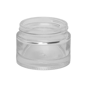 50ml clear squat glass jar white flint cosmetic container wide mouth
