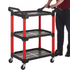 Plastic 3 Shelf Tray Trolley, 100kg Load Capacity, 965 x 657 x 430mm