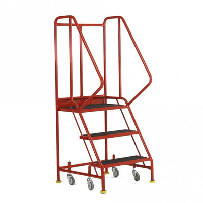 Premier Mobile Safety Steps with Ribbed Rubber Treads – 3 to 6 Step Warehouse Ladders