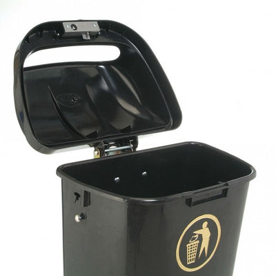 50 Litre Hooded Wall & Post Mounted Litter Bin – MDPE Outdoor Waste Bin with Steel Liner