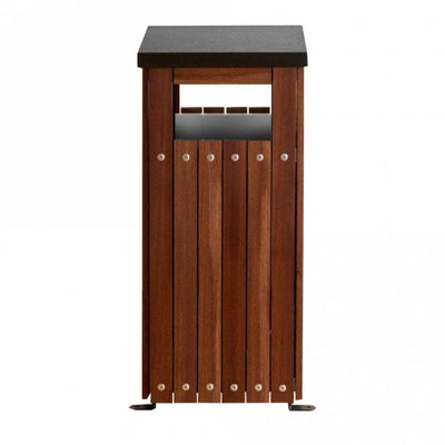 Wood Effect Slatted Square Outdoor Litter Bin - 36 Litre